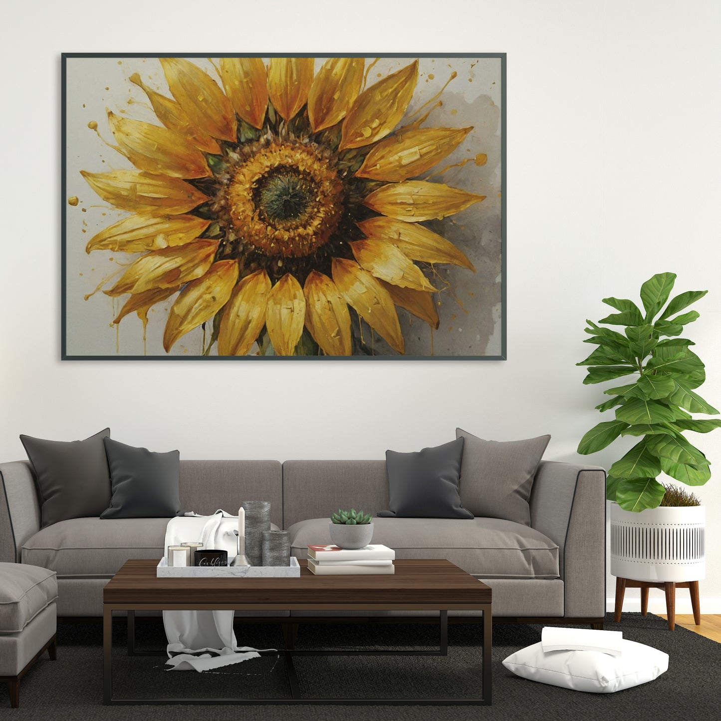 Radiant Sunburst Symphony - Abstract Floral Art