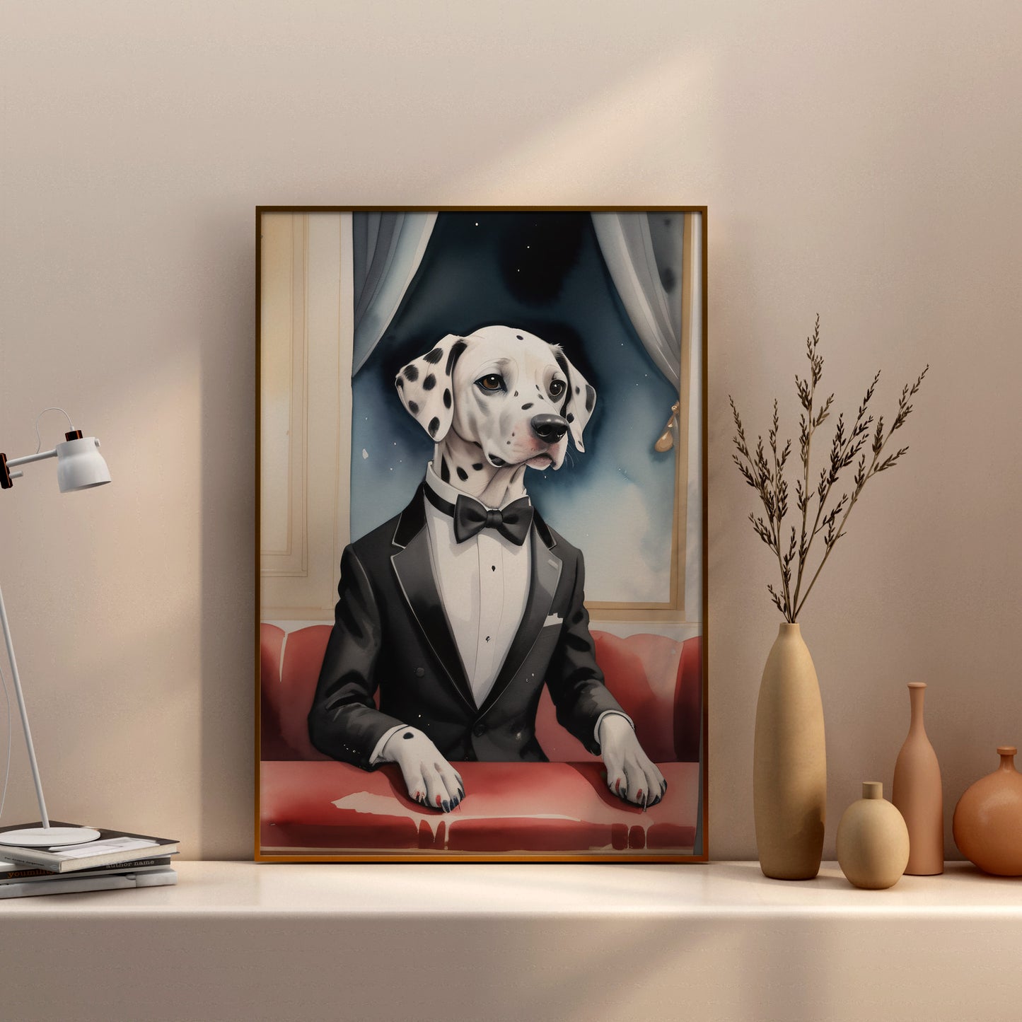 Dapper Dalmatian Delights - Fantasy Dog Watercolor Print