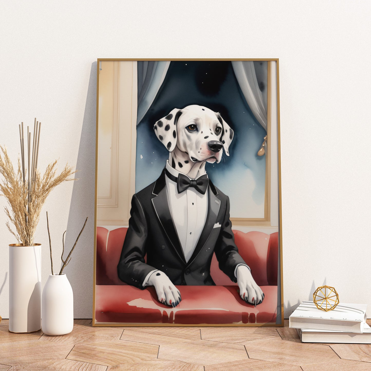 Dapper Dalmatian Delights - Fantasy Dog Watercolor Print