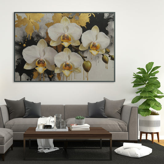 Orchids in Gold - Abstract Floral Art