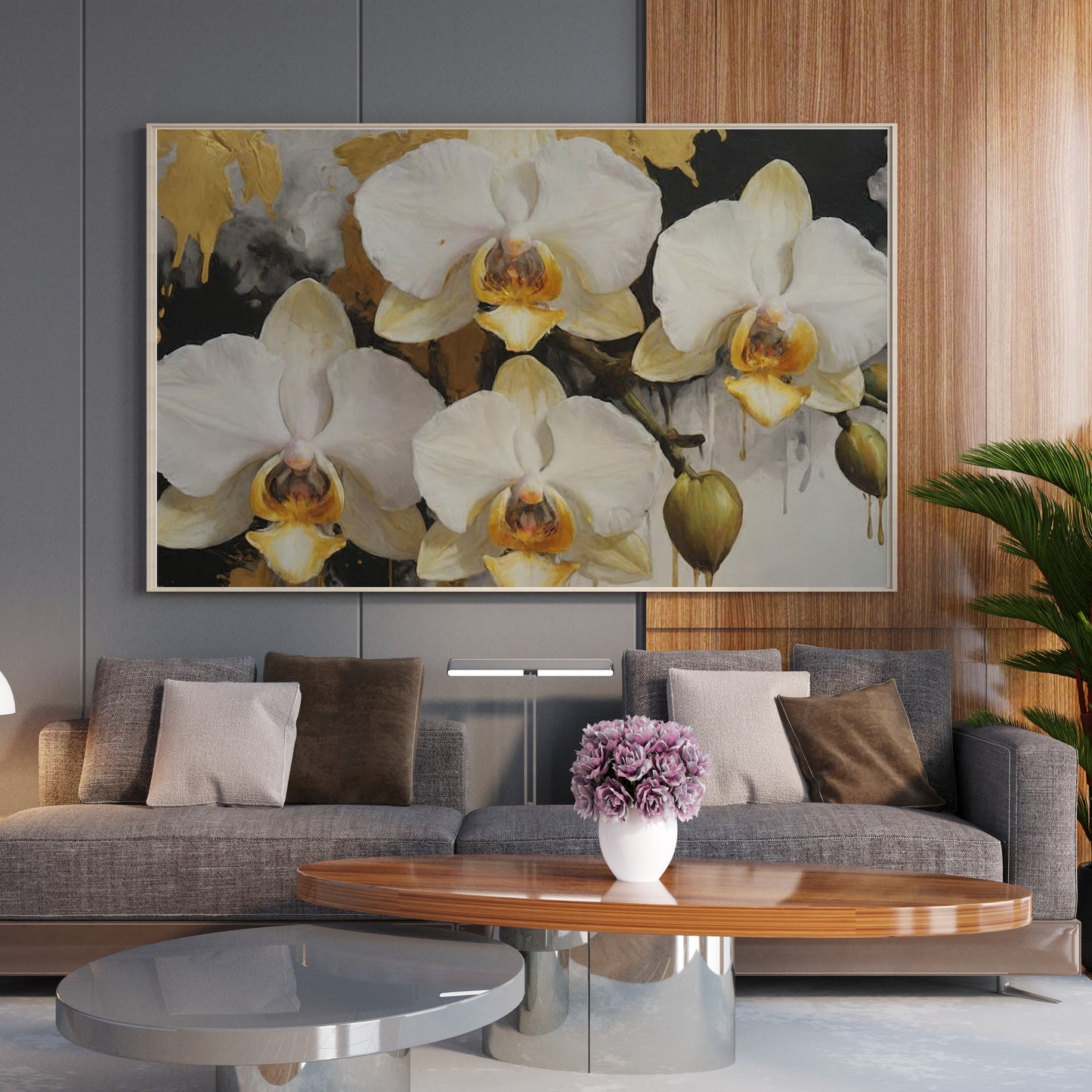 Orchids in Gold - Abstract Floral Art