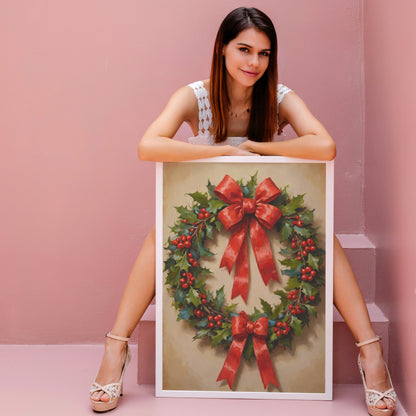 Scarlet Evergreen Elegance - Christmas Themed Art Print