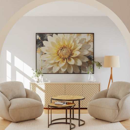 Serenade in Gold - Abstract Floral Art