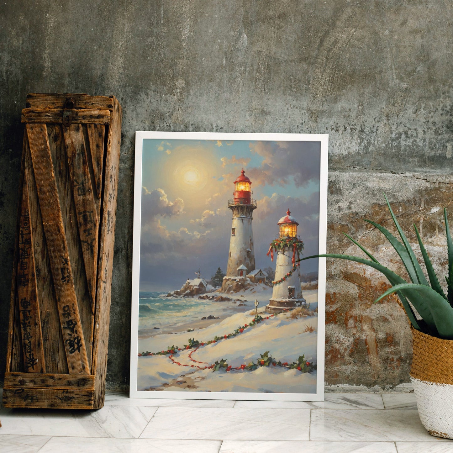 Luminous Winter Beacons - Christmas Themed Art Print