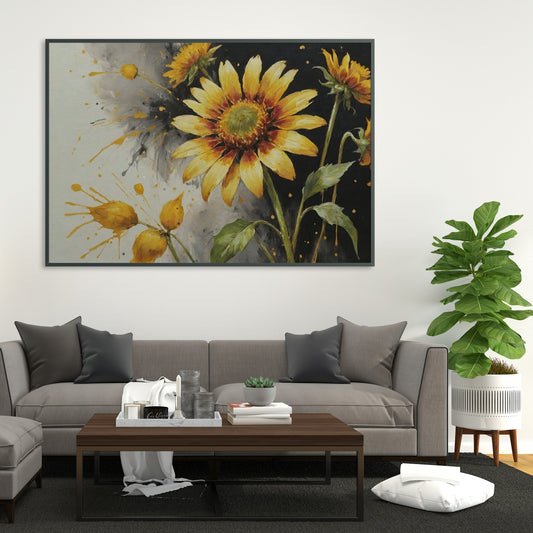 Vibrant Sunburst Symphony - Abstract Floral Art