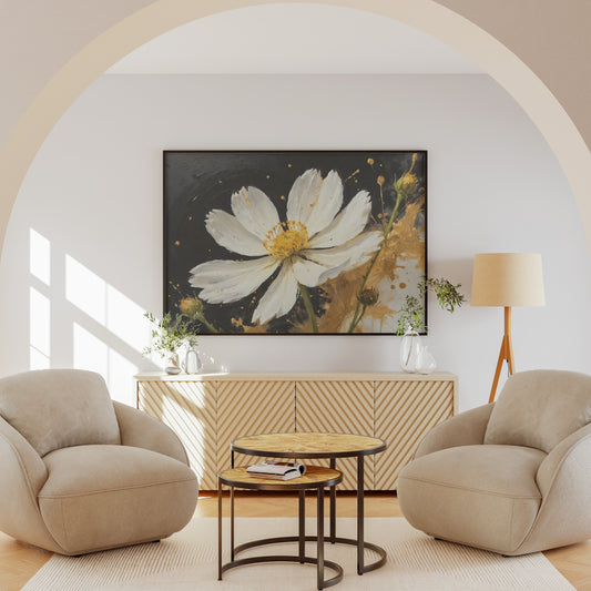 Golden Blossom Burst - Abstract Floral Art