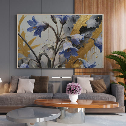 Gilded Blooms Elegance - Abstract Floral Art