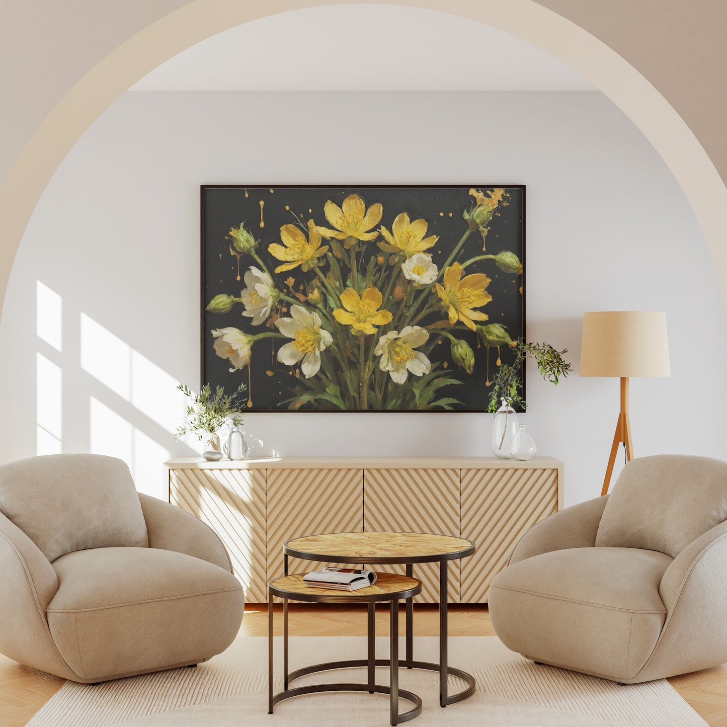 Golden Flower Symphony - Abstract Floral Art