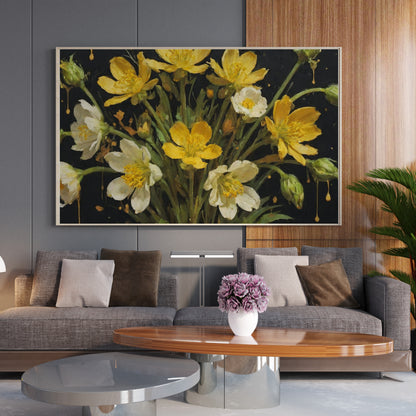 Golden Flower Symphony - Abstract Floral Art