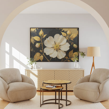 Golden Blossom Elegance - Abstract Floral Art