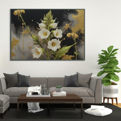 Golden Flora Burst - Abstract Floral Art