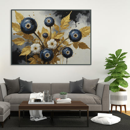 Golden Harmony Blooms - Abstract Floral Art