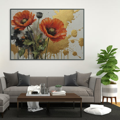 Golden Poppy Splendor - Abstract Floral Art