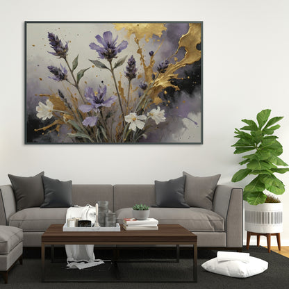 Golden Lavender Symphony - Abstract Floral Art