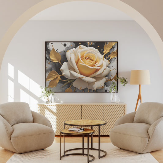 Golden Bloom Burst - Abstract Floral Art