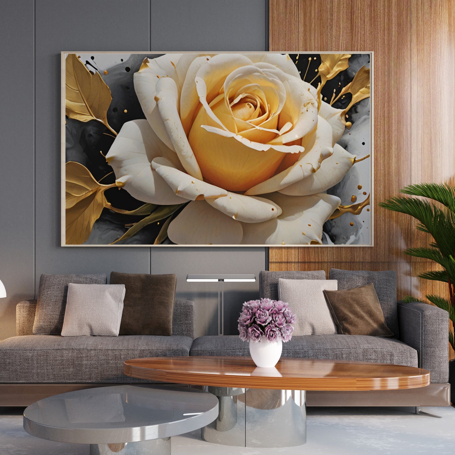 Golden Bloom Burst - Abstract Floral Art