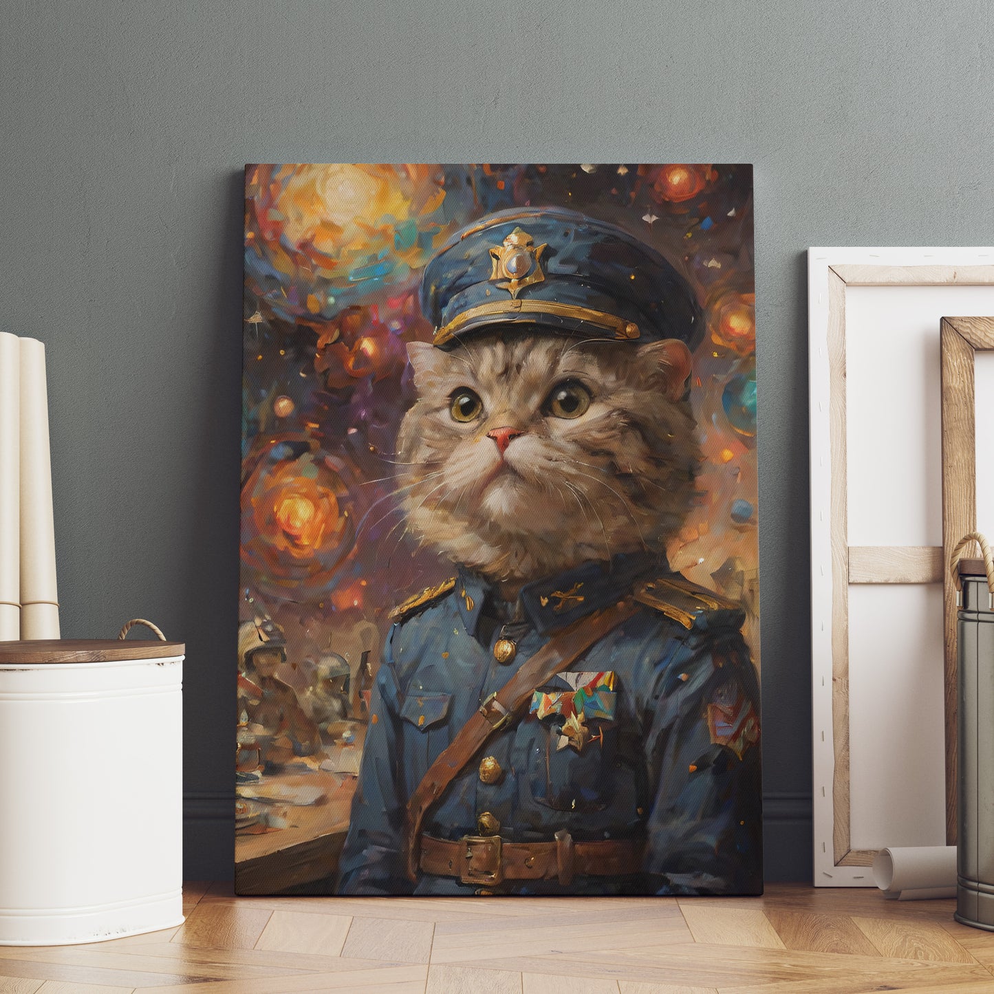 Majestic Feline Commander - Oil Painting Print