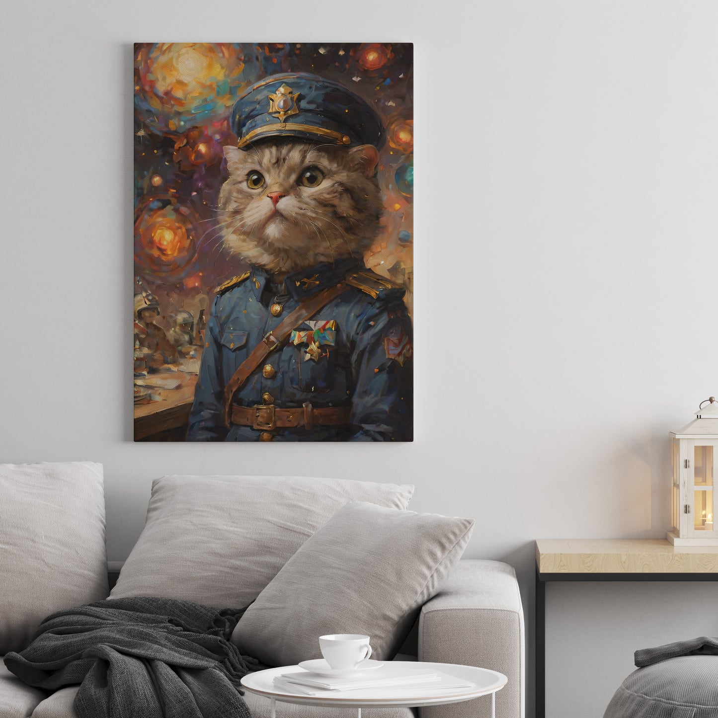 Majestic Feline Commander - Oil Painting Print