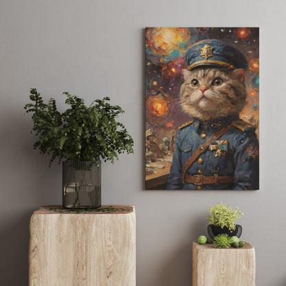 Majestic Feline Commander - Oil Painting Print