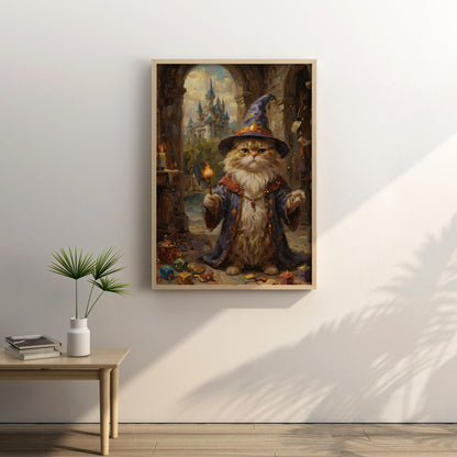 Mystical Feline Sorcerer - Oil Painting Print