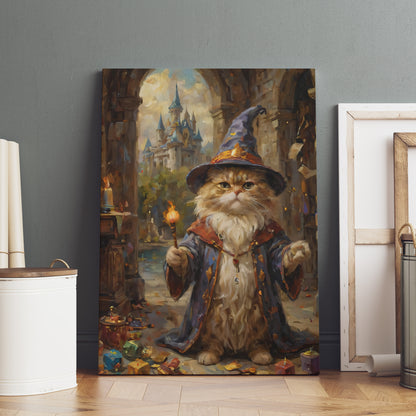 Mystical Feline Sorcerer - Oil Painting Print