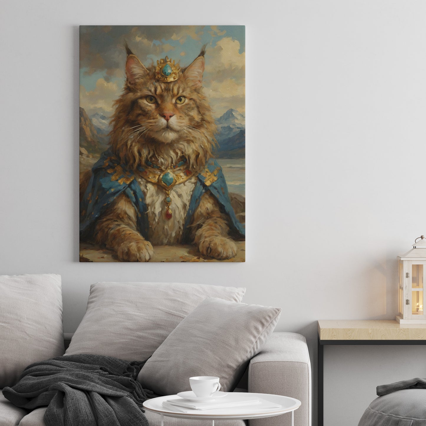 Majestic Feline Monarch - Oil Painting Print