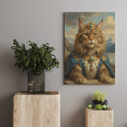 Majestic Feline Monarch - Oil Painting Print