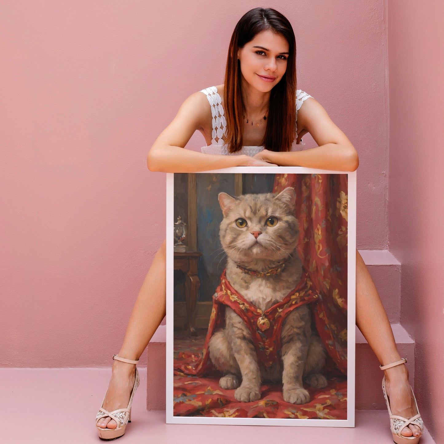 Regal Feline Majesty - Oil Painting Print