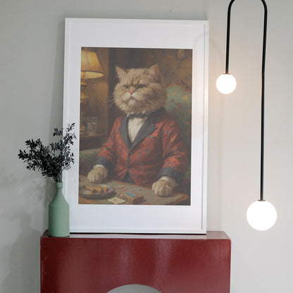 Distinguished Feline Presence - Oil Painting Print