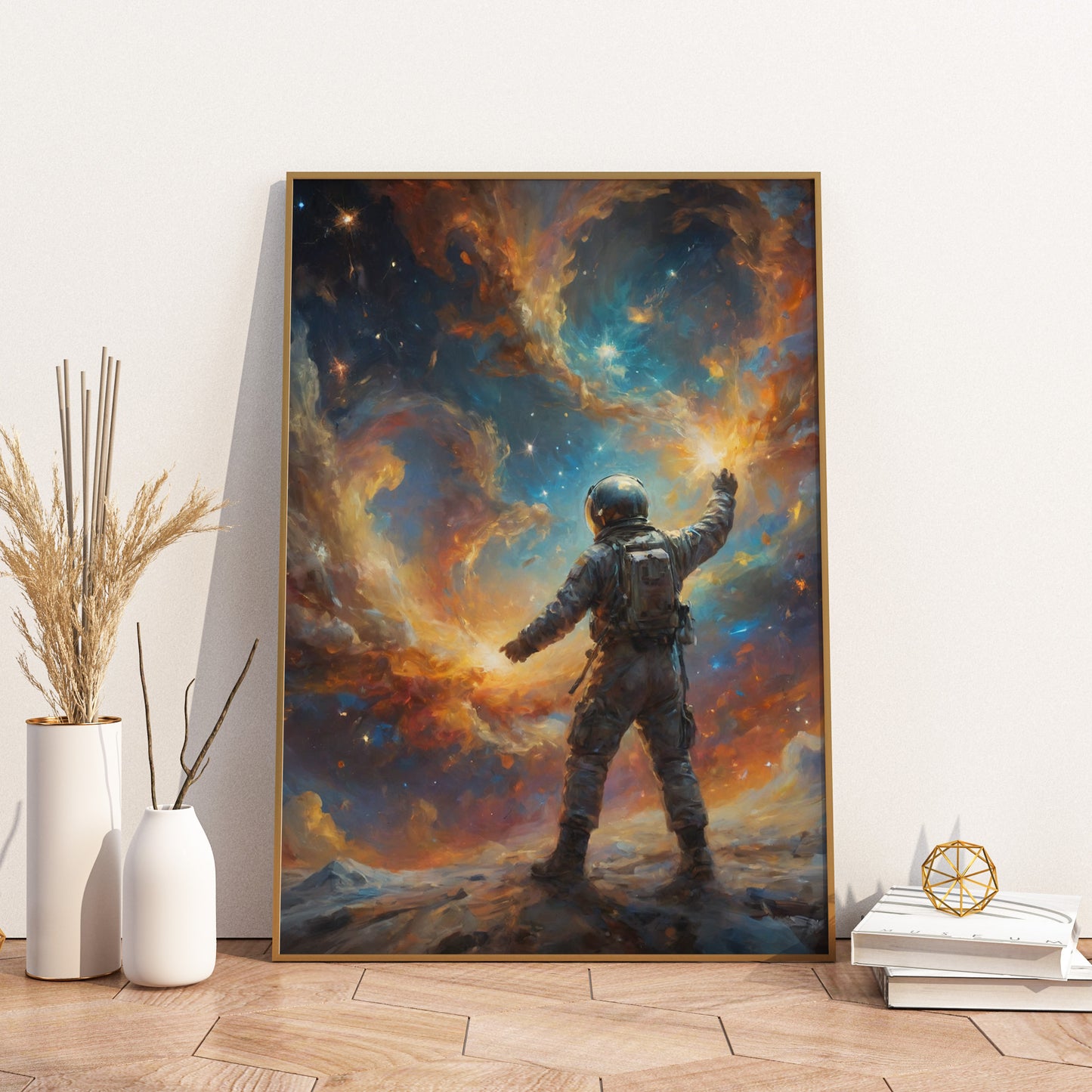 Cosmic Voyager's Embrace - Abstract Cosmic Wall Art