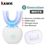 Ultrasonic U Shape 360 Degrees Intelligent Automatic Sonic Lazy Electric Toothbrush Blue Light USB Charging Tooth Whitening