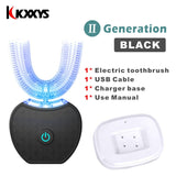 Ultrasonic U Shape 360 Degrees Intelligent Automatic Sonic Lazy Electric Toothbrush Blue Light USB Charging Tooth Whitening