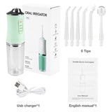 Portable Power Oral Irrigator Jet Electric Dental Water Flosser Water Pick Teeth Cleaner Rechargeable Placement Nozzles Dropship