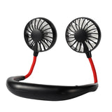 USB Portable Fan Cold Fan Hands Free Neck Fan Hanging Rechargeable Mini Sports Fan 3-Speed Adjustable Neck Dual Fan Home Office