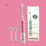 Seago Electric Toothbrush For Kids Colorful LED Flashlight 16000 Strokes Frequency Dupont Bristle 2 Heads Time Sonic Vibration