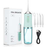 Portable Oral Irrigator Dental Water Flosser USB Rechargeable Water Floss 1400rpm 3 Modes 220ml Oral Hygiene Teeth Cleaner 4 Jet
