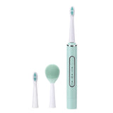 Sonic Whitening Electric Toothbrush USB Wireless Rechargeable 6 Modes Toothbrush 2 in 1 Vibration Facial Cleansing Brush Heads