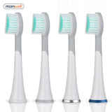 Mornwell 4pcs White Rubberied Replacement Toothbrush Heads with Caps for Mornwell D01/D02 Electric Toothbrush