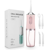 Portable Oral Irrigator Dental Water Flosser USB Rechargeable Water Floss 1400rpm 3 Modes 220ml Oral Hygiene Teeth Cleaner 4 Jet