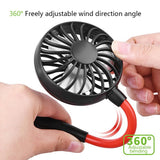 USB Portable Fan Cold Fan Hands Free Neck Fan Hanging Rechargeable Mini Sports Fan 3-Speed Adjustable Neck Dual Fan Home Office