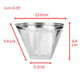 Stainless Steel Reusable Cone Shape Coffee Filter Dripper Strainer Mesh Basket Kitchen Gadgets