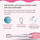 Seago Electric Toothbrush For Kids Colorful LED Flashlight 16000 Strokes Frequency Dupont Bristle 2 Heads Time Sonic Vibration