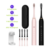 Sonic Electric Toothbrush Ultrasonic Automatic USB Rechargeable IPX7 Waterproof Travel Box Holder Toothbrush Tooth Brush Heads